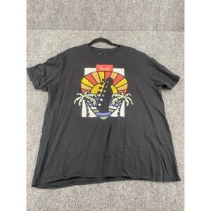 Fender Graphic T-Shirt Mens XL Black Sunset Palm Tree Guitar Logo Music Tee
